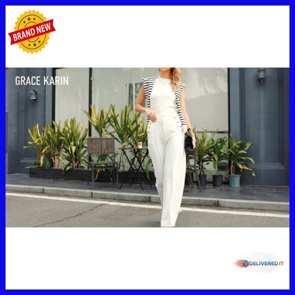 High Waisted Wide Leg Work Pants Polyester Blend Professional Office Trousers - Picture 8 of 8